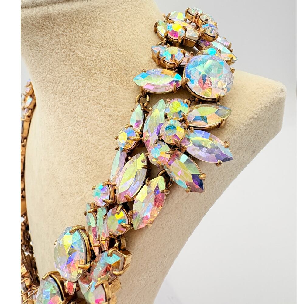 J.Crew Aurora Borealis Crystal Cluster Statement Necklace Gold Tone - Picture 10 of 10